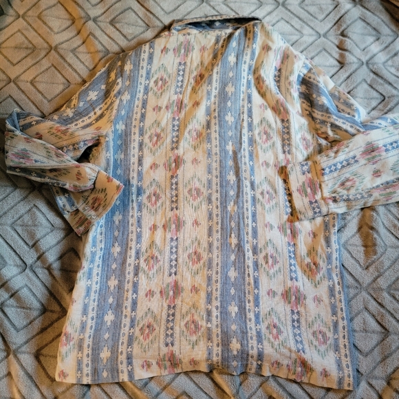 Vintage Queen Casuals Pastel Southewest Print Long Sleeve Button Down Size 18 - Picture 4 of 8